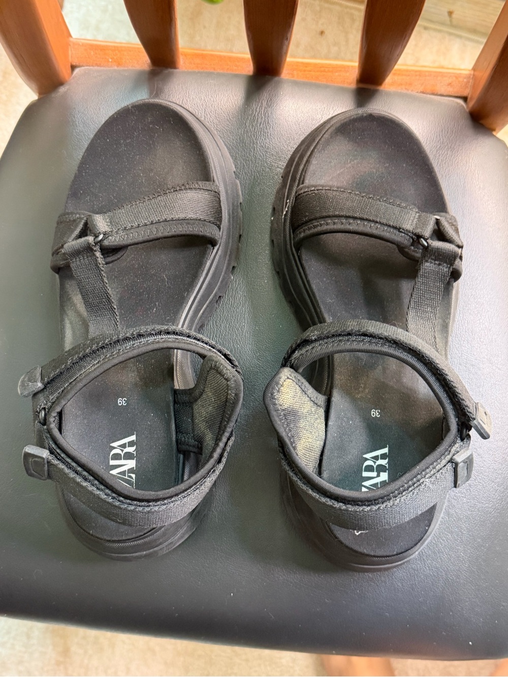Zara Black Chunky-Strap Platform Sandals - Picture 5 of 8